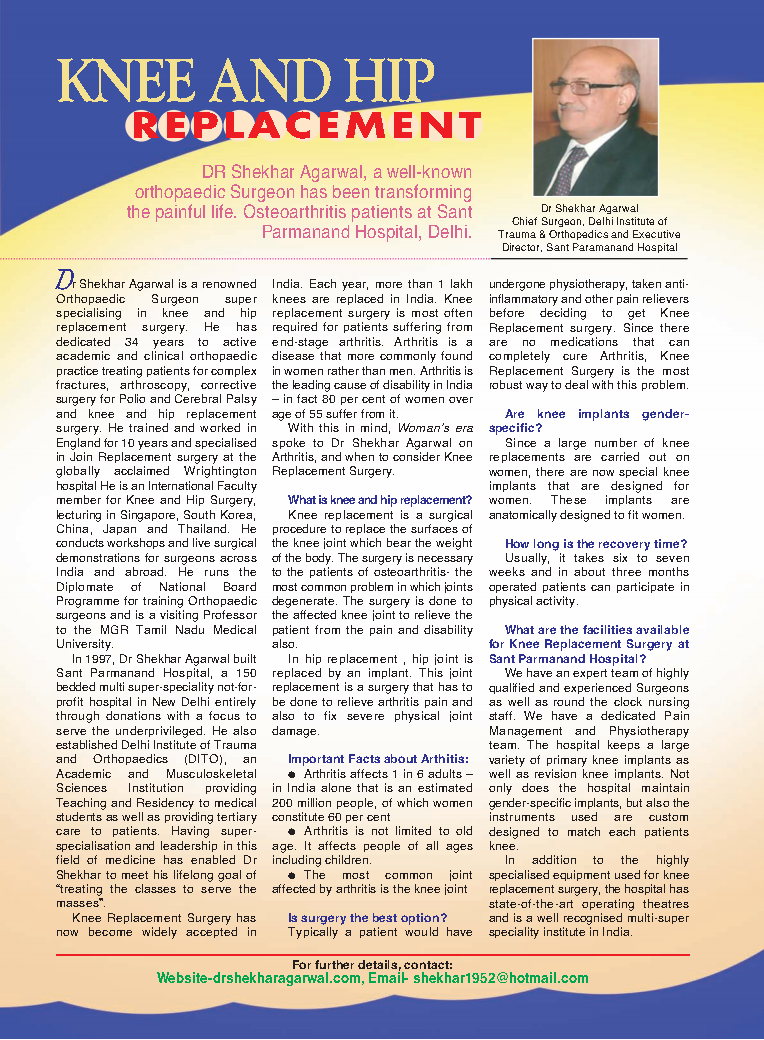 Article of Dr. Shekhar Agarwal in woman's ERA Magzine on Jan-2014